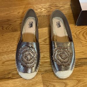 Karl Lagerfeld Paris Abby Bronze espadrilles size 10 New
